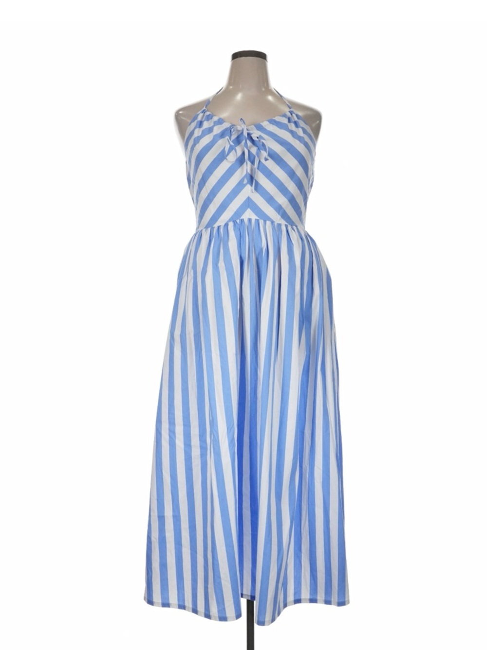 Avec Les Filles Blue & White Striped Halter Maxi Dress - Picture 2 of 8